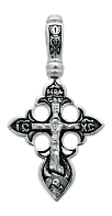 Нательный крестик из серебра с чернением православный