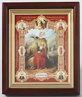 Икона в киоте 13х18 сложный, конгрев, плёнка Илия Пророк с клеймами