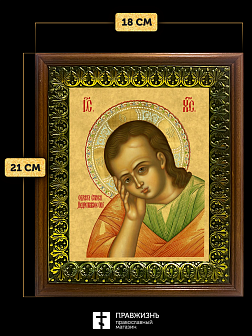 Икона Господа Иисуса Христа Недреманное Око, деревянная рамка с басмой и стеклом 18х21х2,5 см 1224