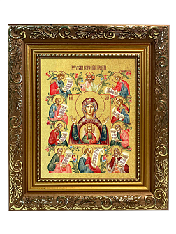 Икона Божией Матери "Знамение Курская-Коренная" с золочением поталью, 03026-УЛ