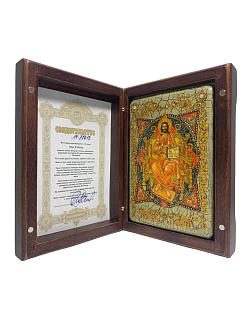 Икона ''Спас в силах'' ручной работы из дуба в футляре