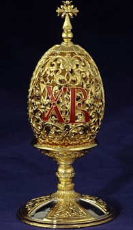 Яйцо пасхальное сувенирное литое №3 на подставке золочение