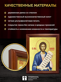 Икона Симеон Верхотурский праведный с золочением, деревянная рамка со стеклом 15х18х2 см 131