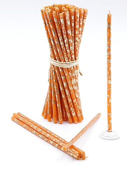 Свечи праздничные №80 (уп 50шт), ОРАНЖЕВЫЕ (Золотая лоза)