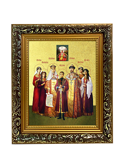 Икона "Святые Царственные страстотерпцы" с золочением поталью, 08009-УЛ