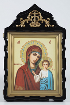 Киот фигурный с резным навершием под икону 24х30 Казанская БМ