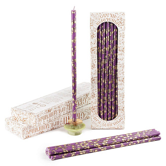 Свечи праздничные №20/40 (уп 25шт), ФИОЛЕТОВЫЕ (Золотая лоза)