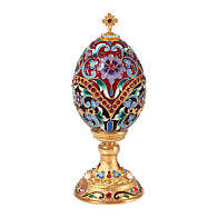 Яйцо пасхальное филигрань, эмаль, камни на подставке №2 / золочение