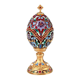 Яйцо пасхальное филигрань, эмаль, камни на подставке №2 / золочение Яйцо пасхальное филигрань, эмаль, камни на подставке №2 / золочение