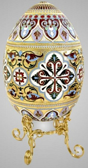 Яйцо пасхальное большое неоткрывающиеся на подставке №4 эмаль / золочение