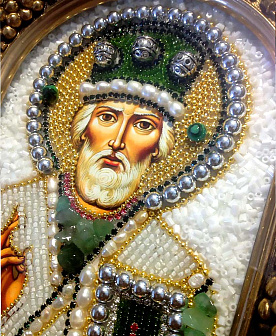 Икона Святой Николай, нефрит