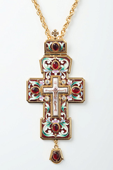 Крест наперсный филигрань №0026 финифть,эмаль /золочение/