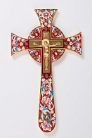 Крест напрестольный мальтийский литьевое распятие, роспись / золочение