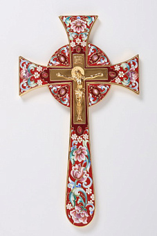 Крест напрестольный мальтийский литьевое распятие, роспись / золочение