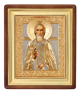 Икона живописная в киоте 18х24 масло, риза №280, киот №1 Сергий Радонежский