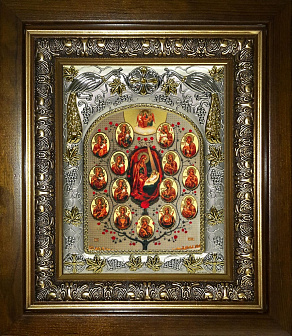 Икона Древо Пресвятой Богородицы, в деревяном киоте Икона Древо Пресвятой Богородицы, в деревяном киоте