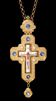 Крест наперсный №177 гальванопластика, финифть / золочение