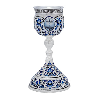 Потир 0.5л 4-деколь, филигрань, эмаль №19 / серебрение / серебряный вкладыш (УИН)