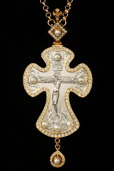 Крест наперсный № 120 /золочение,серебрение/ литьевое распятие