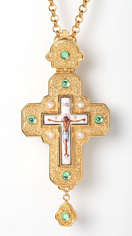 Крест наперсный №177 гальванопластика, финифть / золочение Крест наперсный №177 гальванопластика, финифть / золочение