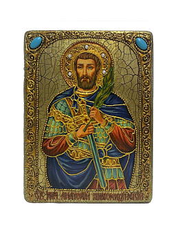 Настольная икона ''Святой мученик Анатолий Никомидийский'' на мореном дубе