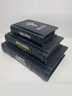 Подарочный набор книг в кожаном переплете: Новый Завет 07.17, Евангелие 09.35 и Псалтирь 08.03 цвет 