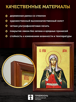 Икона Дария Римская мученица с золочением, деревянная рамка со стеклом 15х18х2 см 063
