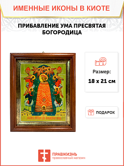 Икона Прибавление ума Божия Матерь на холсте в киоте 122 Икона Прибавление ума Божия Матерь на холсте в киоте 122