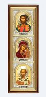 Икона в киоте 20х70 сложный, темпера, венчик, риза-рамка №1