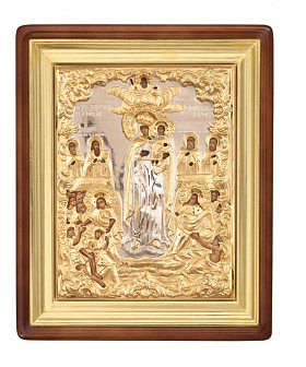 Икона живописная в киоте 24х30 масло, риза №210, киот №1 Всех скорбящих Радость