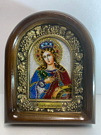 070 Именная икона Екатерина Александрийская бисер дерево