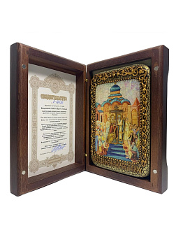 Настольная икона ''Воздвижение Святого Креста Господня'' на мореном дубе