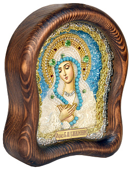 Икона ''Пресвятая Богородица Умиление'' ручной работы из бисера