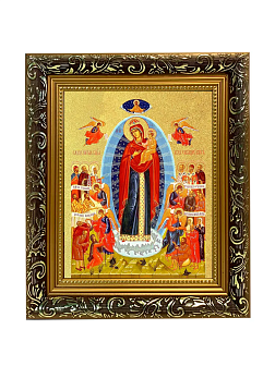 Икона Божией Матери "Всех Скорбящих Радость" с золочением поталью, 03009-УЛ