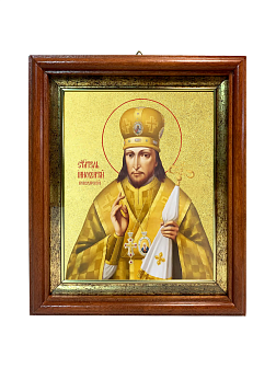 Икона "Иннокентий (Смирнов)", свт., еп. Пензенский, с золочением поталью, 09И9-УЛ
