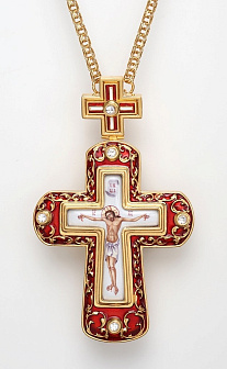 Крест наперсный №140 эмаль / золочение