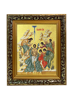 Икона Крещения Господня (Богоявления) с золочением поталью, 05107-УЛ Икона Крещения Господня (Богоявления) с золочением поталью, 05107-УЛ