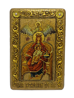 Икона Богородица Державная ручной работы из дуба в футляре