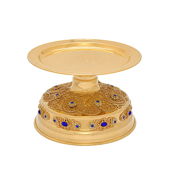 Дискос с поддискосником / ф320мм-к потиру 3, 0л / филигрань, ручная гравировка / золочение