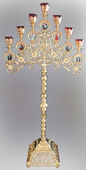 Семисвечник запрестольный с иконами золочение