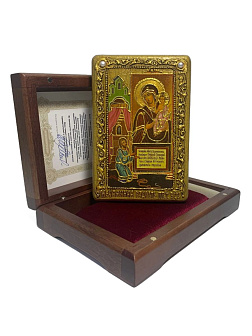 Настольная икона Пресвятой Богородицы ''Нечаянная Радость'' на мореном дубе