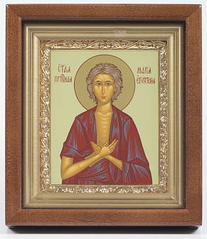 Икона в киоте 11х13 сложный, темпера, рамка золочёная Мария Египетская