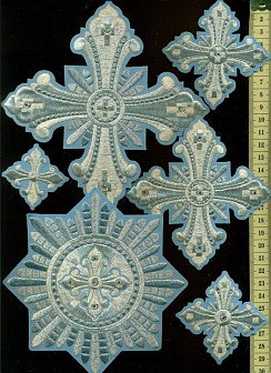 Набор крестов, иерейский, голубой с серебром, 14 шт, В
