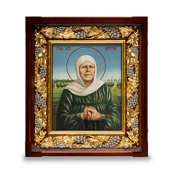 Киот настенный 40х50 виноградная лоза (изображение на канвасе) сусальное золочение, сусальная платина