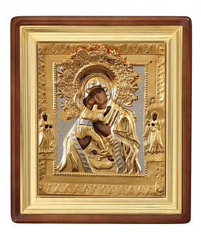 Икона живописная в киоте 13х18 масло, риза №49, киот №1 Владимирская БМ