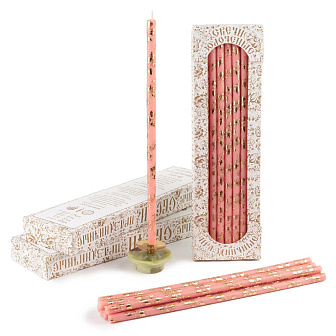 Свечи праздничные №20/40 (уп 25шт), РОЗОВЫЕ (Золотая лоза)