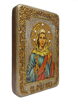 Настольная икона ''Святая мученица Ника Коринфская'' на мореном дубе