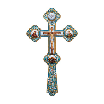 Крест напрестольный №5 5-финифтей, филигрань, эмаль, хим.гравировка / золочение Крест напрестольный №5 5-финифтей, филигрань, эмаль, хим.гравировка / золочение