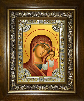 Икона Казанская Божия Матерь в деревянном киоте