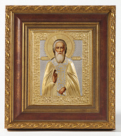 Икона живописная в киоте 18х24 масло, риза №280, матовое золочение, киот №22 Сергий Радонежский